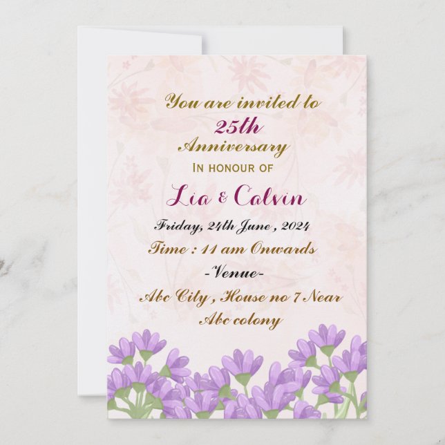 Convites de Aniversário de Casamento (Frente)