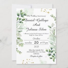 Convites de Aniversário de Casamento Boho Greenery