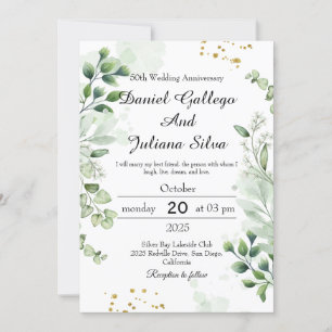 Convites de Aniversário de Casamento Boho Greenery