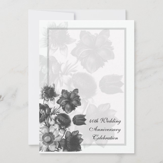 Convites de Aniversário de Casamento com Buquê de  (Frente)