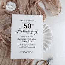 Convites de aniversário de casamento com caligrafi
