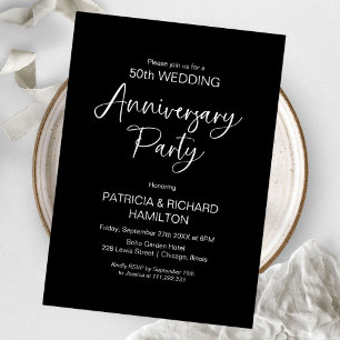 Convites de aniversário de casamento com caligrafi