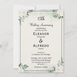 Convites de Aniversário de Casamento com Folhagem 