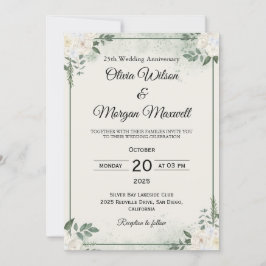 Convites de Aniversário de Casamento com Vegetação