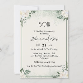 Convites de Aniversário de Casamento com Vegetação