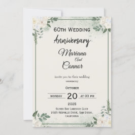 Convites de Aniversário de Casamento com Verde Clá