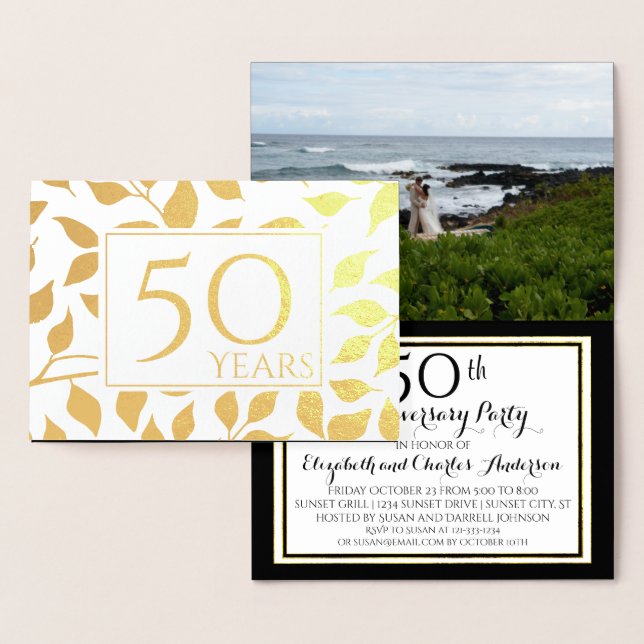 Convites de Aniversário de Casamento de 50 anos co (Exibição)