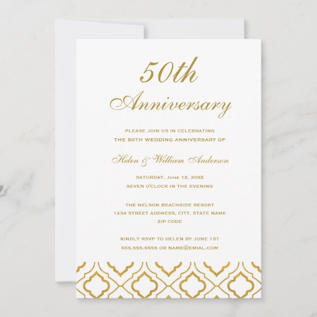 Convites de Aniversário de Casamento de 50 Anos em (Frente)