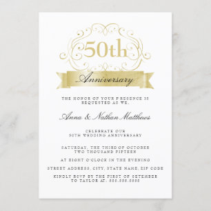 Convites de Aniversário de Casamento de Ouro 50 an