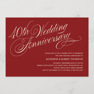 Convites de Aniversário de Casamento de Rubi