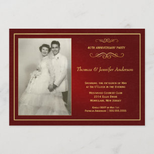 Convites de Aniversário de Casamento de Rubi - 40º