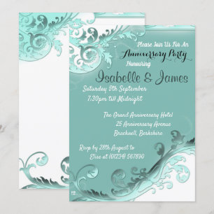 Convites de Aniversário de Casamento em Teal Suave