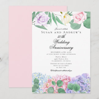 Convites de Aniversário de Casamento Hortênsias Ro