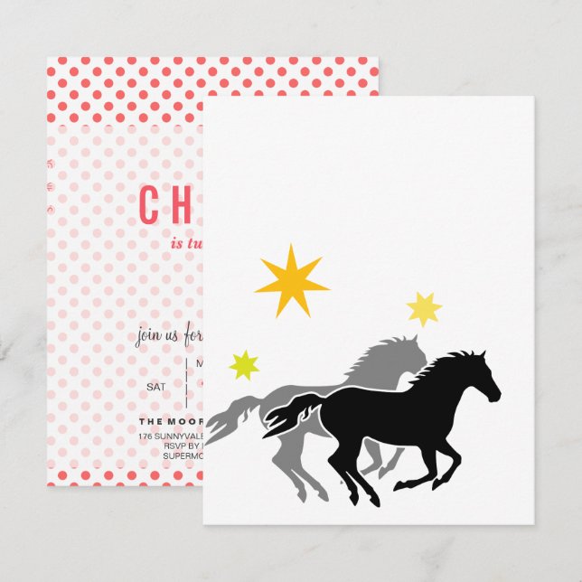 Convites de Aniversário de Cavalo (Frente/Verso)