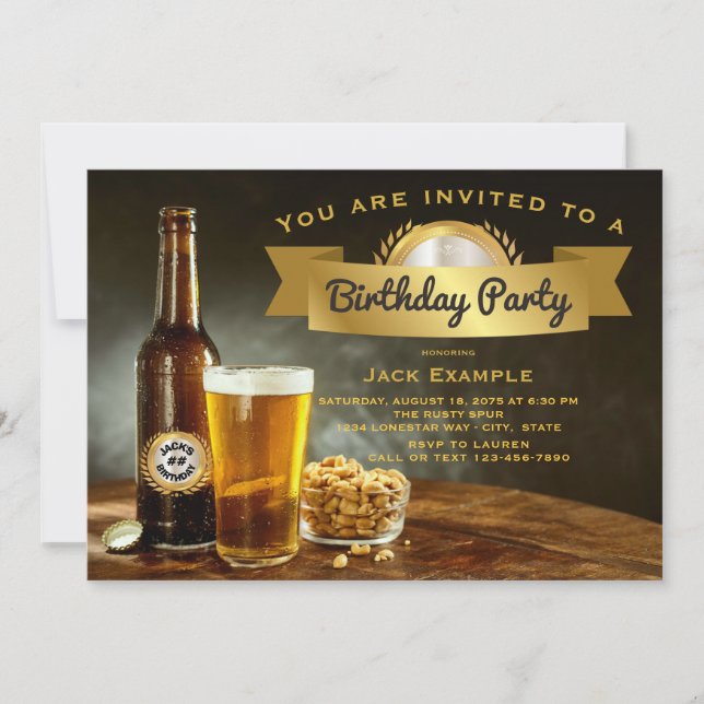 Convites de Aniversário de Cerveja para Qualquer N (Frente)