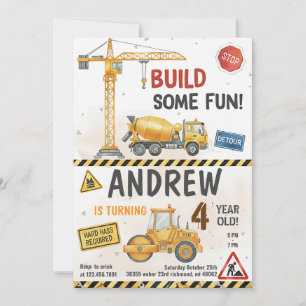 Convites de Aniversário de Construção Personalizad