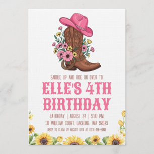 convites de aniversário de cowgirl ocidental