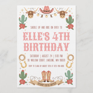 convites de aniversário de cowgirl ocidental