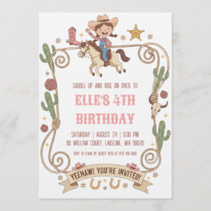 convites de aniversário de cowgirl ocidental