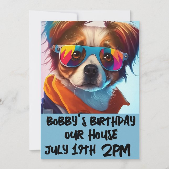 CONVITES DE ANIVERSÁRIO DE CRIANÇA DE DOG PUPPY (Frente)