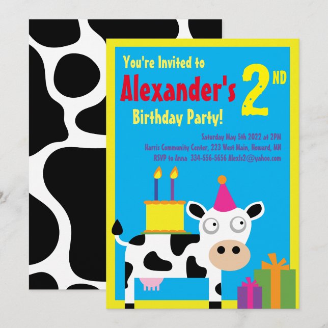 Convites de aniversário de Crianças de Animais de  (Frente/Verso)