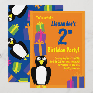 Convites de aniversário de Crianças de Pinguim