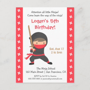 Convites de Aniversário de Crianças Ninja com Kata