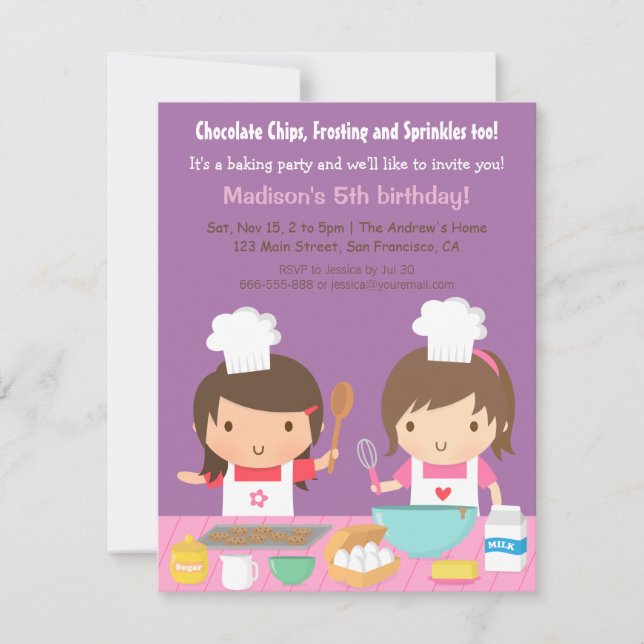 Convites de Aniversário de Culinária de Coisas Fof (Frente)