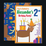 Convites de aniversário de Deer Animal Kid<br><div class="desc">Quem não ama um Deer num chapéu de festa? Estes convites adoráveis são perfeitos para a rua, segundo, 3º, 4º, 5, 6 ou festa de aniversário do seu filho! Ou, só para qualquer evento de amantes de dinheiro! Também funciona como excelente para um zoológico, fazenda, floresta ou festa temerária animal!...</div>