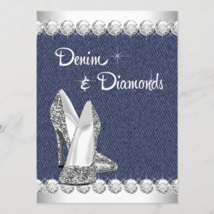 Convites de Aniversário de Denim e Diamantes