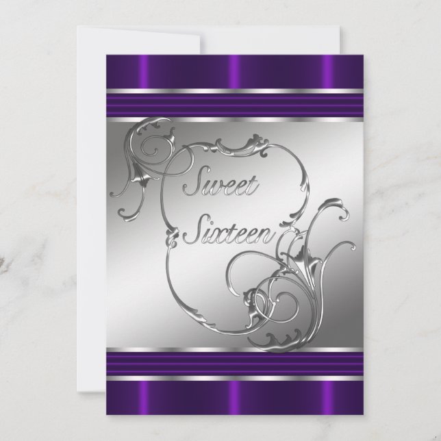 Convites de Aniversário de Dezesseis Anos Roxo Swe (Frente)