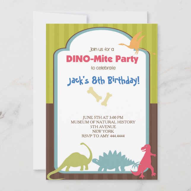 Convites de aniversário de dinossauro (Frente)