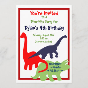 Convites de aniversário de dinossauro de cores pr