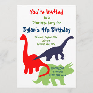 Convites de aniversário de dinossauro de cores pr