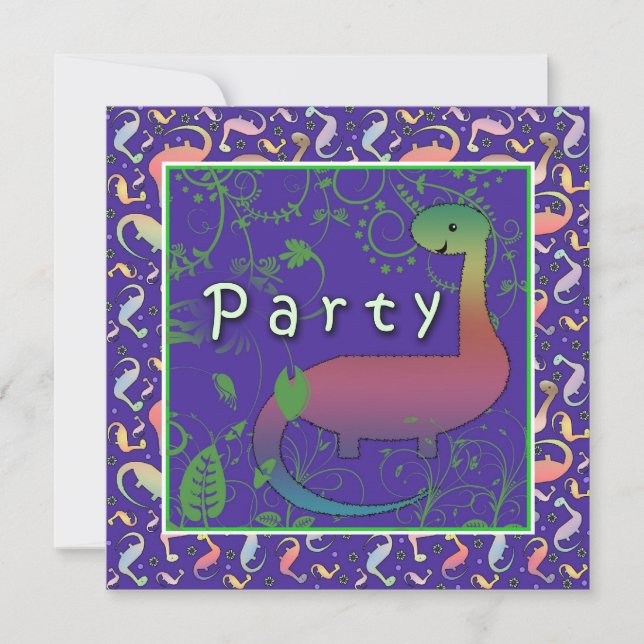 Convites de Aniversário de Dinossauro Fofo (Frente)