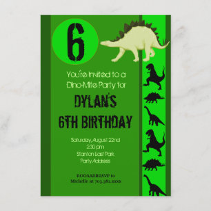 Convites de aniversário de dinossauros verdes div