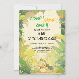 convites de aniversário de dinossauros verdes para