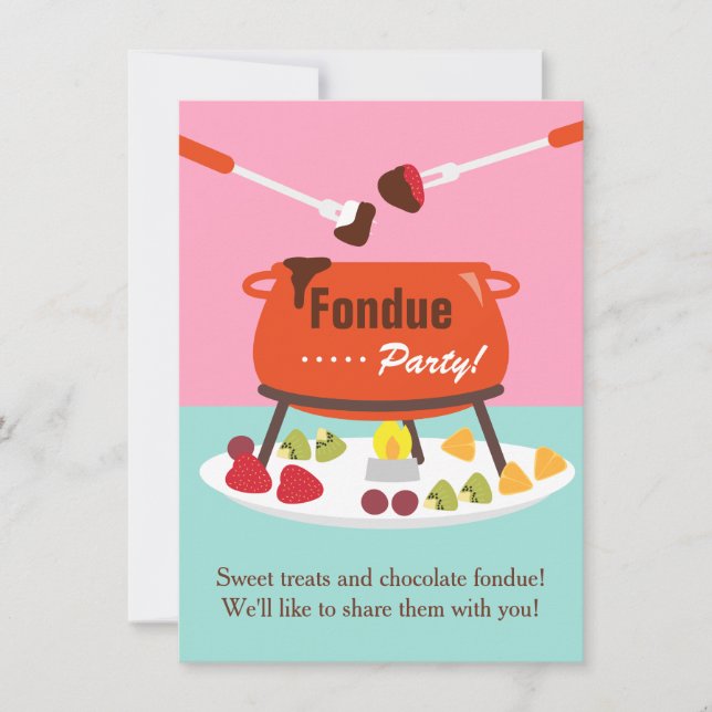 Convites de Aniversário de Doze Anos com Fondue (Frente)