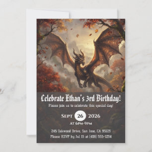 convites de aniversário de dragão aquarela