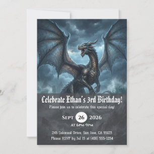 convites de aniversário de dragão aquarela