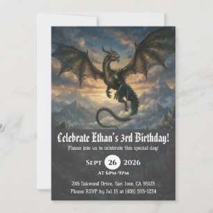 convites de aniversário de dragão aquarela