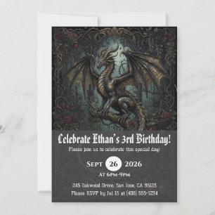 convites de aniversário de dragão aquarela