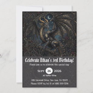 convites de aniversário de dragão aquarela