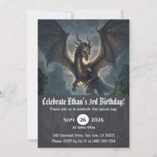 convites de aniversário de dragão aquarela
