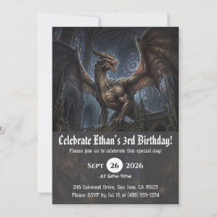 convites de aniversário de dragão aquarela