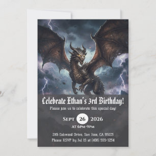 convites de aniversário de dragão aquarela