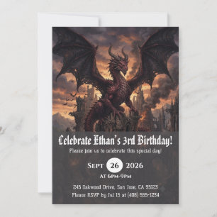 convites de aniversário de dragão aquarela