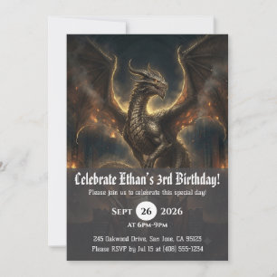 convites de aniversário de dragão aquarela