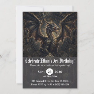 convites de aniversário de dragão aquarela