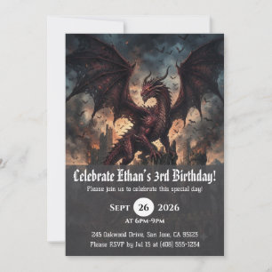 convites de aniversário de dragão aquarela